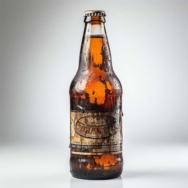 Photo beer bottle on white background