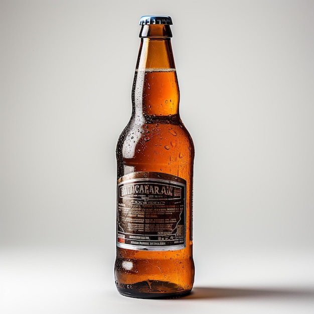 Photo beer bottle on white background