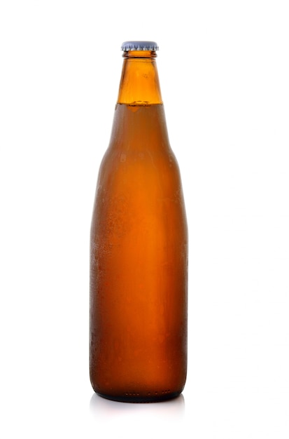 Beer bottle on white isolated 