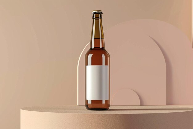 Photo a beer bottle with a blank label on a table