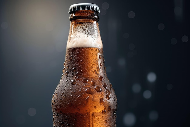 Photo beer bottle with condensation droplet