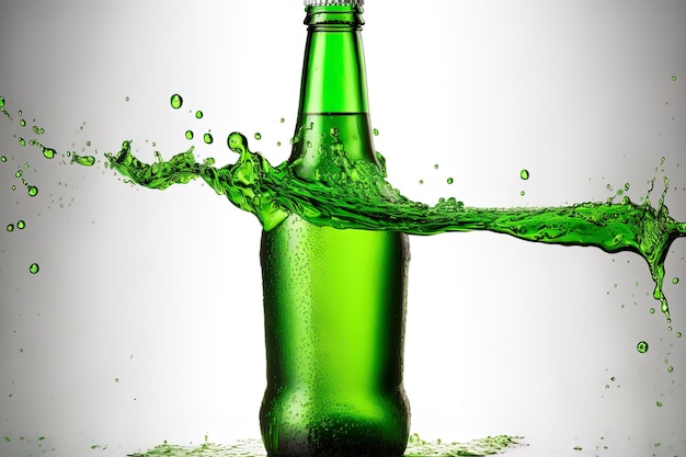 Beer bottle with drips of green