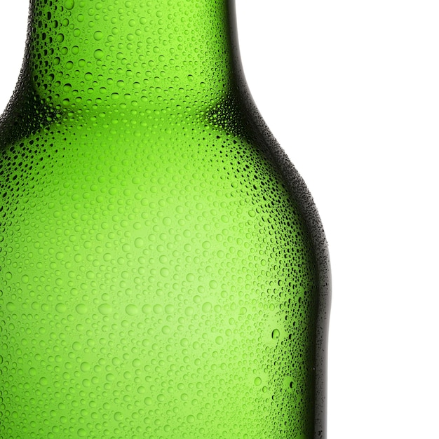 Beer bottle with drops of dew alcohol drink party