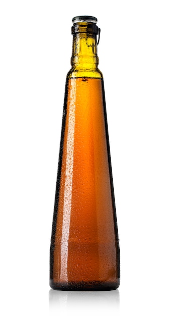 Photo beer bottle with drops
