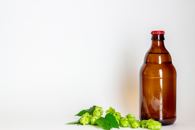 Beer bottle with a red cork 