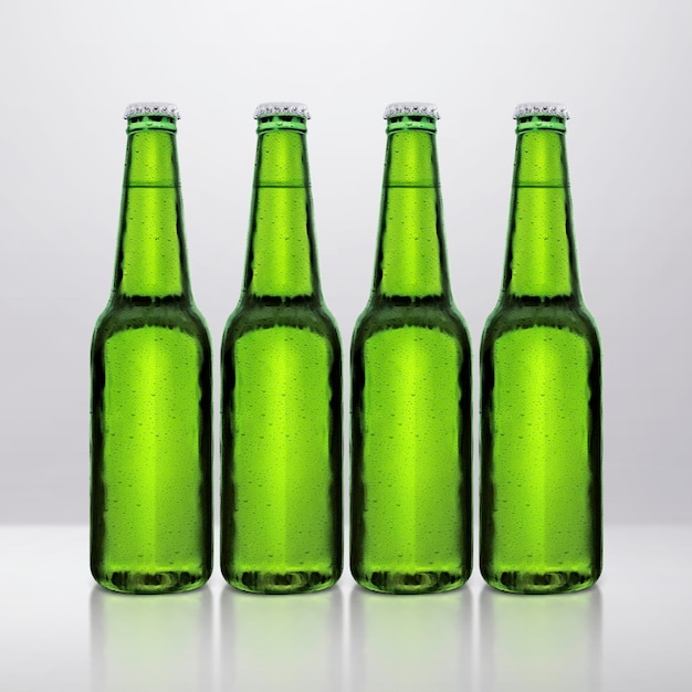 Beer bottle with water drops in room studio for advertising