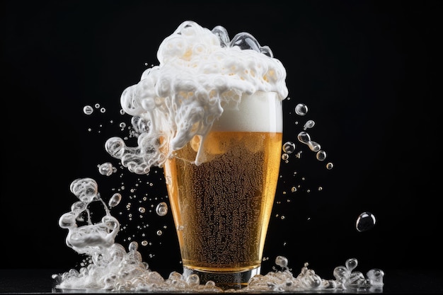 Photo beer and bubble foam