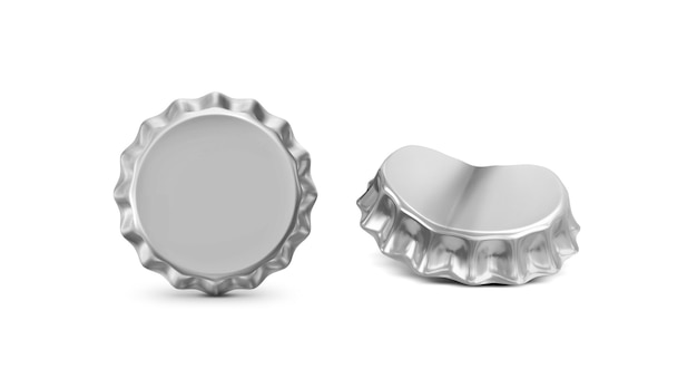 Photo beer caps on white background 3d render