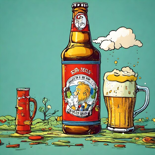 Photo beer cartoon background and wallpaper very cool