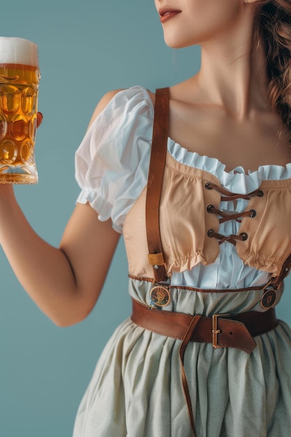 Beer festival waitress with beer Generative AI