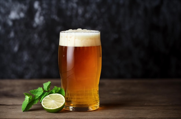 Beer Full glass of alcoholic beverage Generative AI