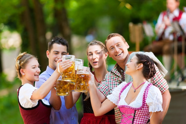 In Beer garden - friends in front of band