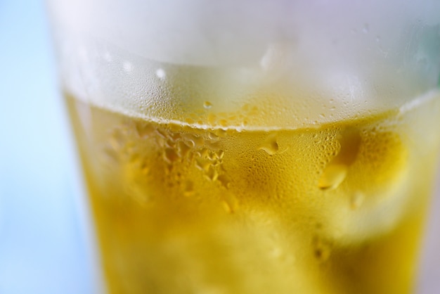 Beer glass - Close up of bubbles beer mug with water drop  