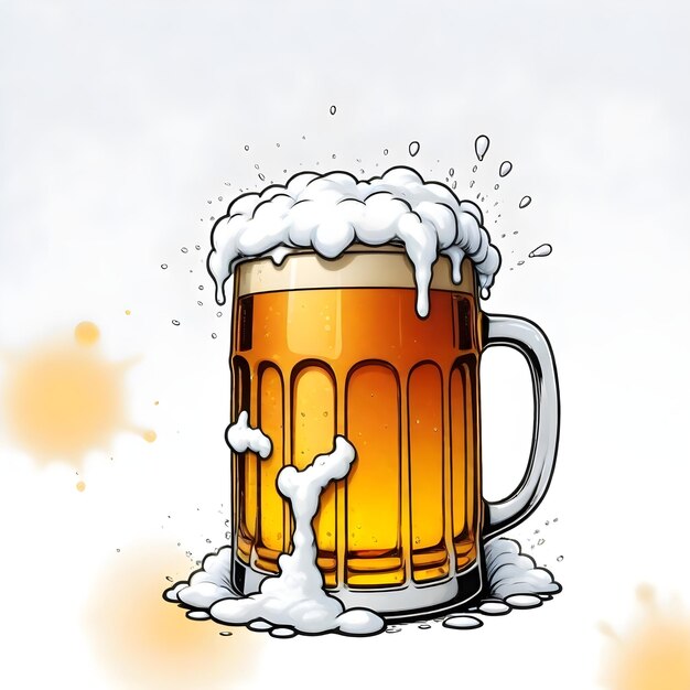 Foto beer glass digital painting isolated mug foam cold drink illustration background bar design