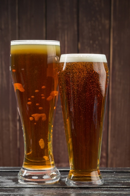 Beer glass on a wooden  