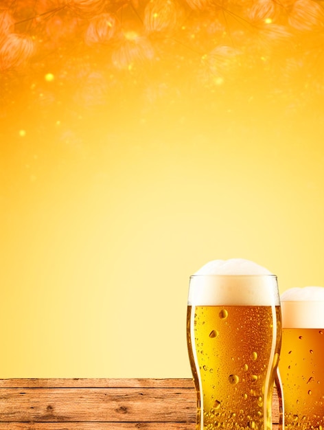 Beer glasses background with copy text space