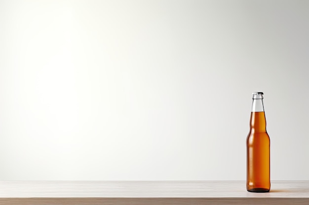 The beer is placed separately on a white surface