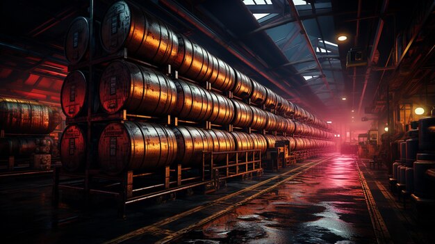 Beer kegs in warehouse