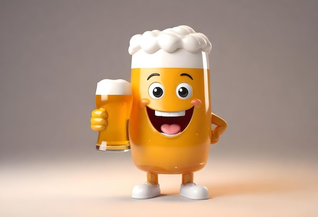 Photo a beer mug with a smiley face and a beer in it