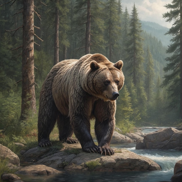Foto beer op de achtergrond van het bos
