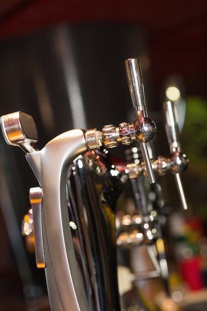 Beer pumps in a row