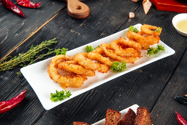 Beer snack deep fried onion rings