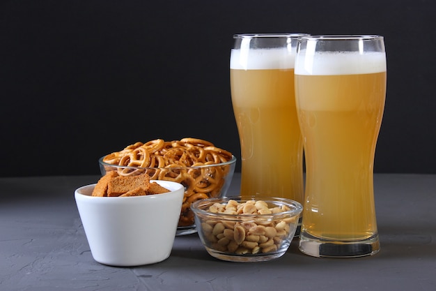 Beer and snacks on the table beer snacks