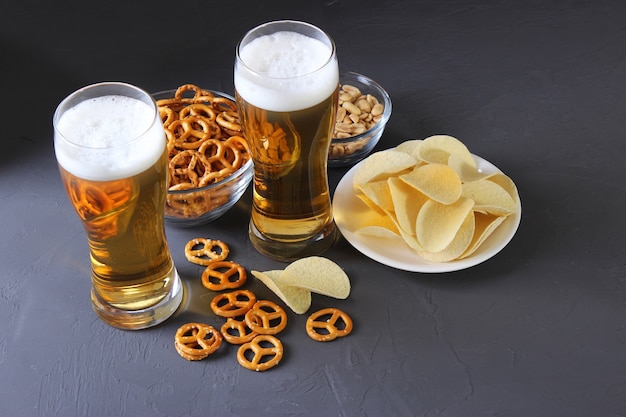 Beer and snacks on the table beer snacks