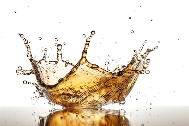 Beer Splashes and Drops on a White Background