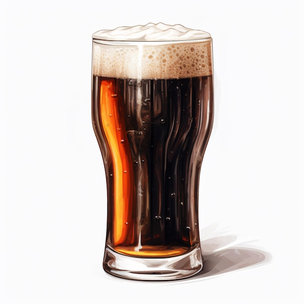 Beer in a stout glass on a white background