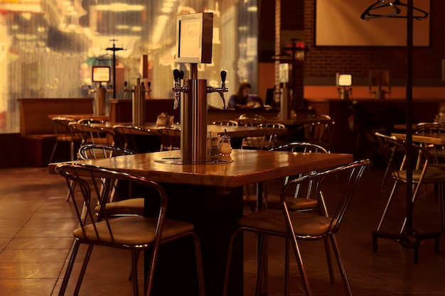 Beer tables in the bar