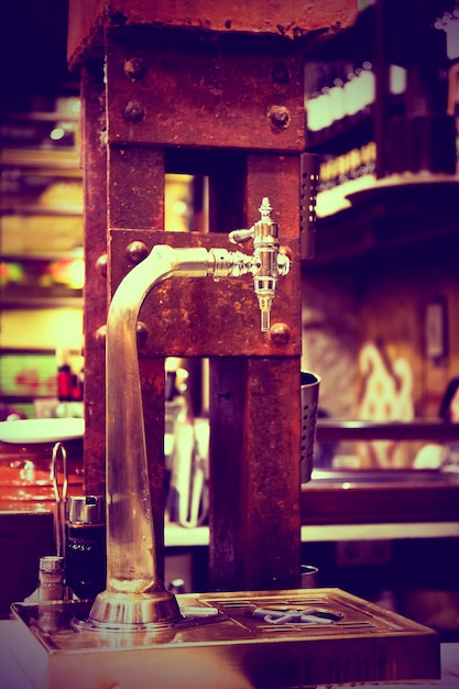 Beer tap from bar counter.