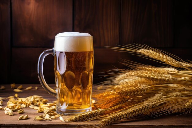 Пиво и пшеница на дереве