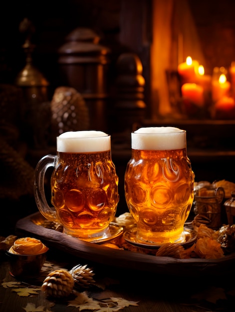 ビールとワインのグラス 美しいプロの写真