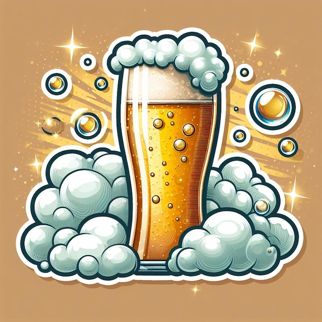 Beer with bubbles and foam background