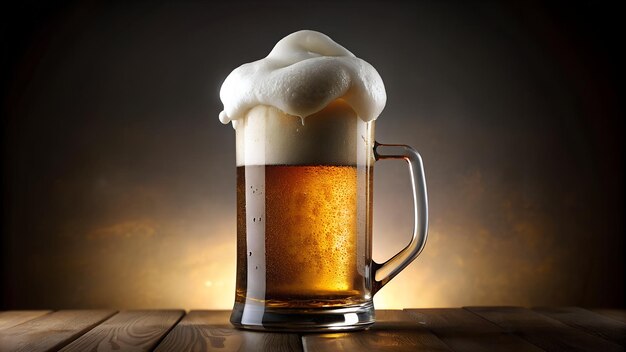 Beer with overflowing foam