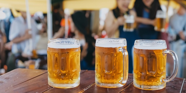 beers on a wooden table