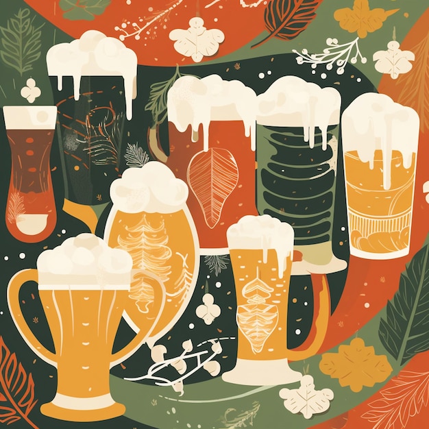 Photo beerthemed holiday card with a festive background and a joyful toast