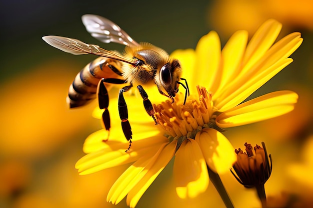 Bees are collecting honey AI technology generated image