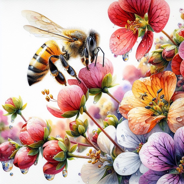 ミツバチが蜂蜜を集めています