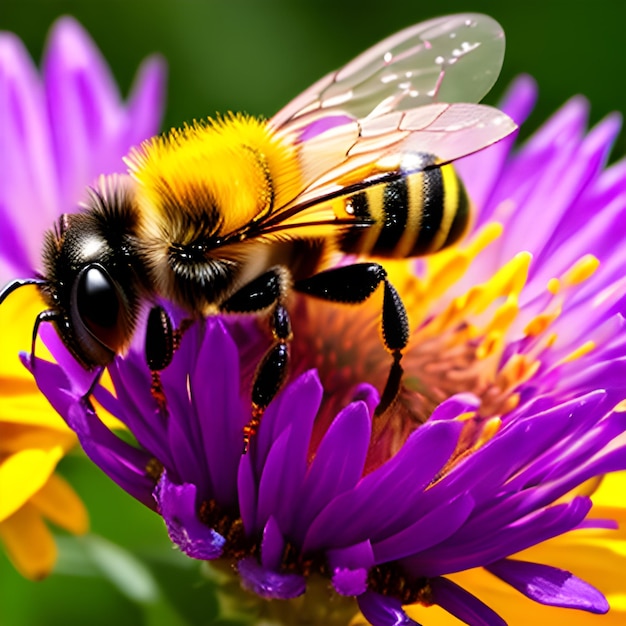 Photo bees are perched on the petals of a flower