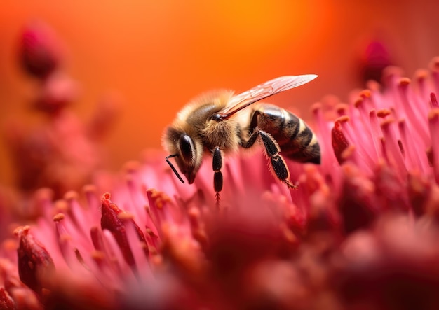 ミツバチは、スズメバチやアリに近縁な羽のある昆虫です。