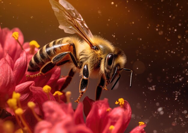 Bees are winged insects closely related to wasps and ants