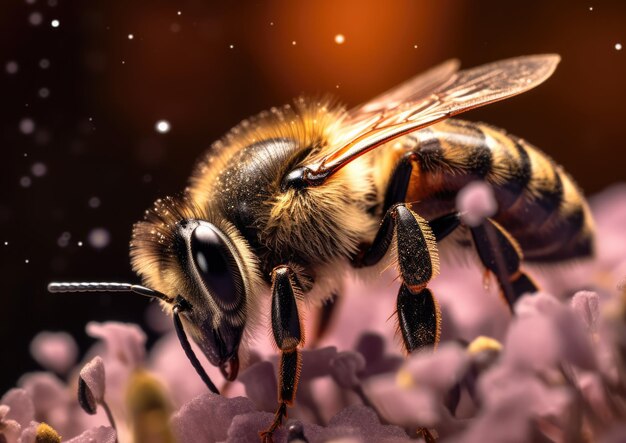 ミツバチは、スズメバチやアリに近縁な羽のある昆虫です。