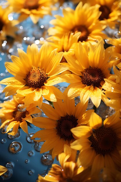 Bees Buzzing Around a Field of Sunflowers Buzzing Colors and Hyper Realistic Illustration Photo Art