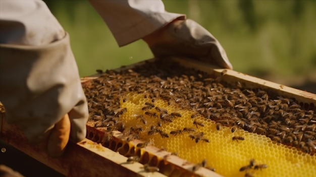 蜂の巣フレーム収集蜂蜜生成AI