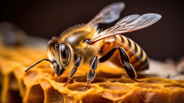 Bees and honey production close up