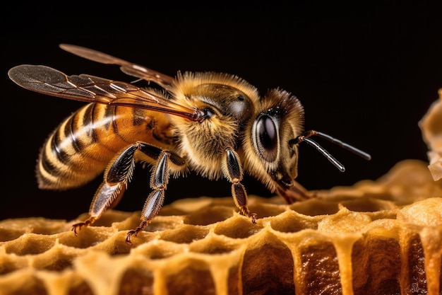 Bees and honey production close up