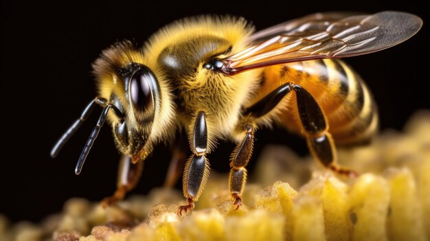 Bees and honey production close up