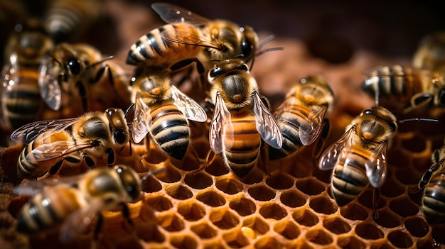 Bees on a honeycomb with the word bee on it